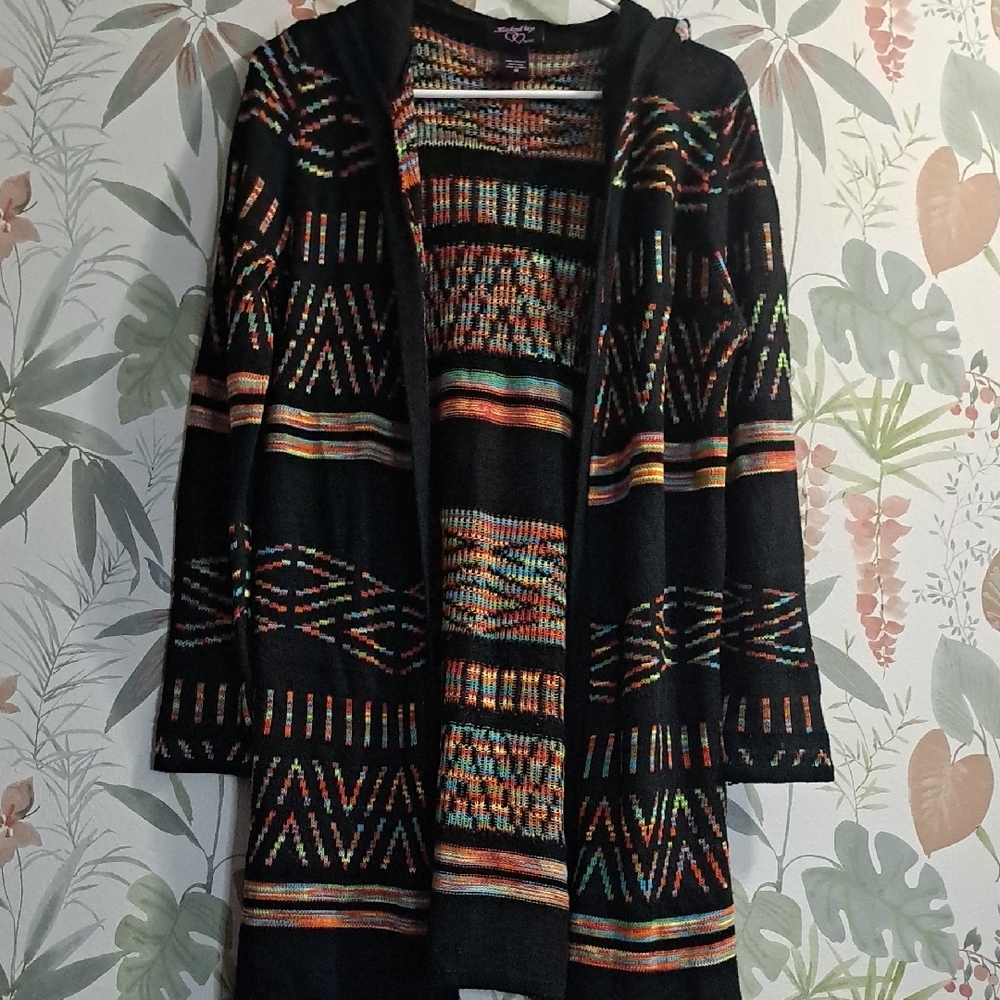 Hooked Up by IOT Multicolor Patterned Knit Cardigan
